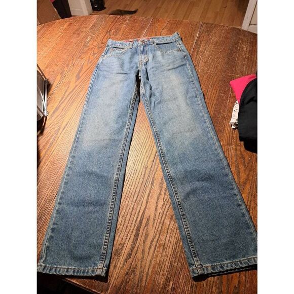 Arizona Jeans Boys Size 16 Slim Straight Leg Blue Jeans Adjustable Waist Pants - Picture 1 of 2